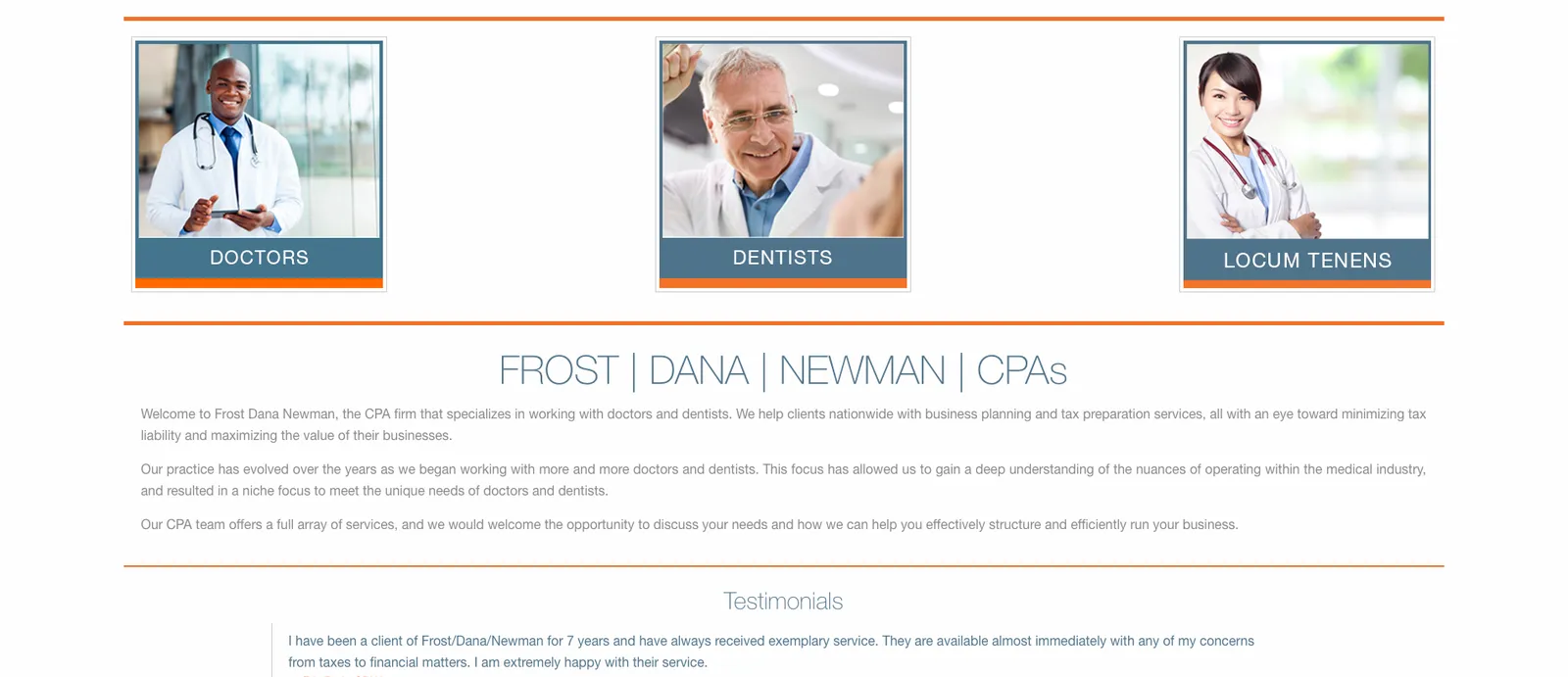 FROST|DANA|NEWMAN|CPAs screenshot
