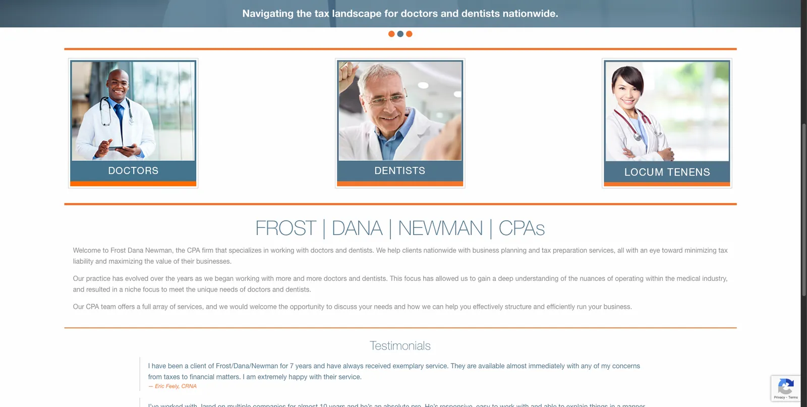 FROST|DANA|NEWMAN|CPAs screenshot